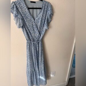 Blue and White Leopard Print Dress